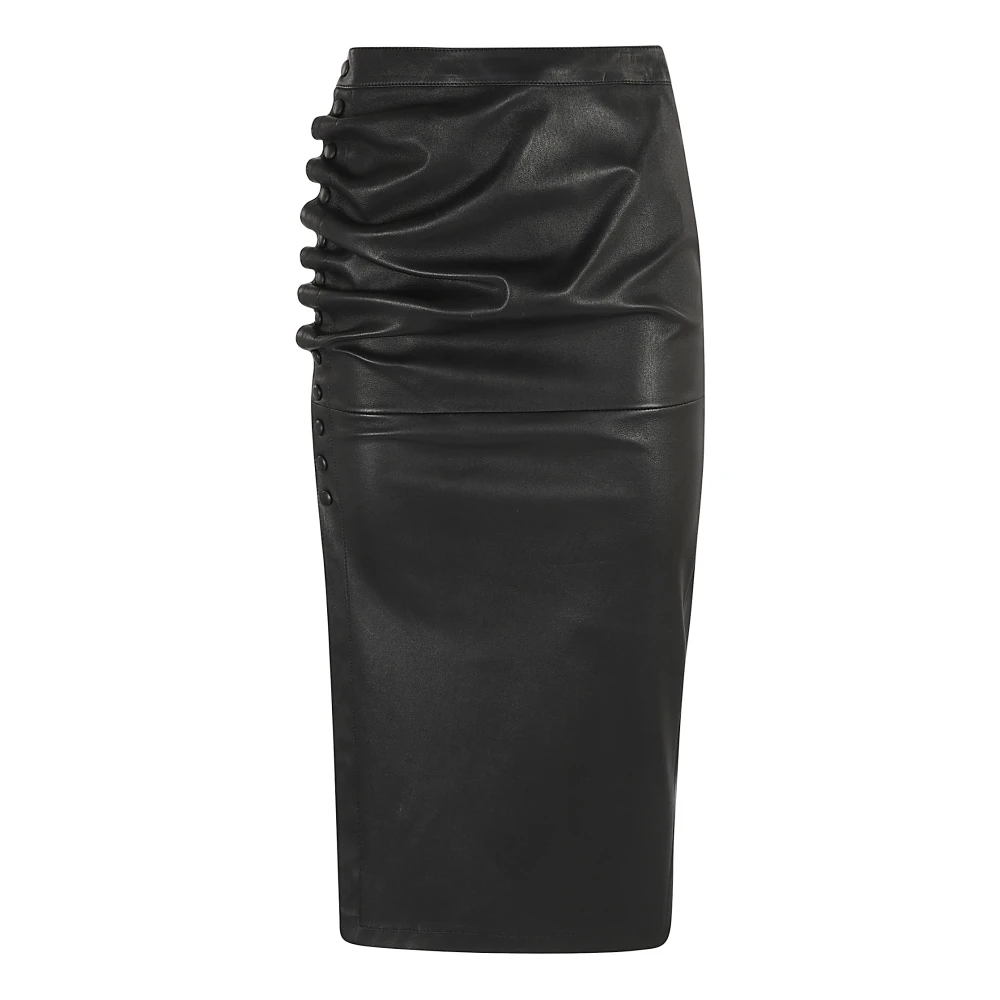 Paco Rabanne Zwarte leren rok met zijsplit Black Dames