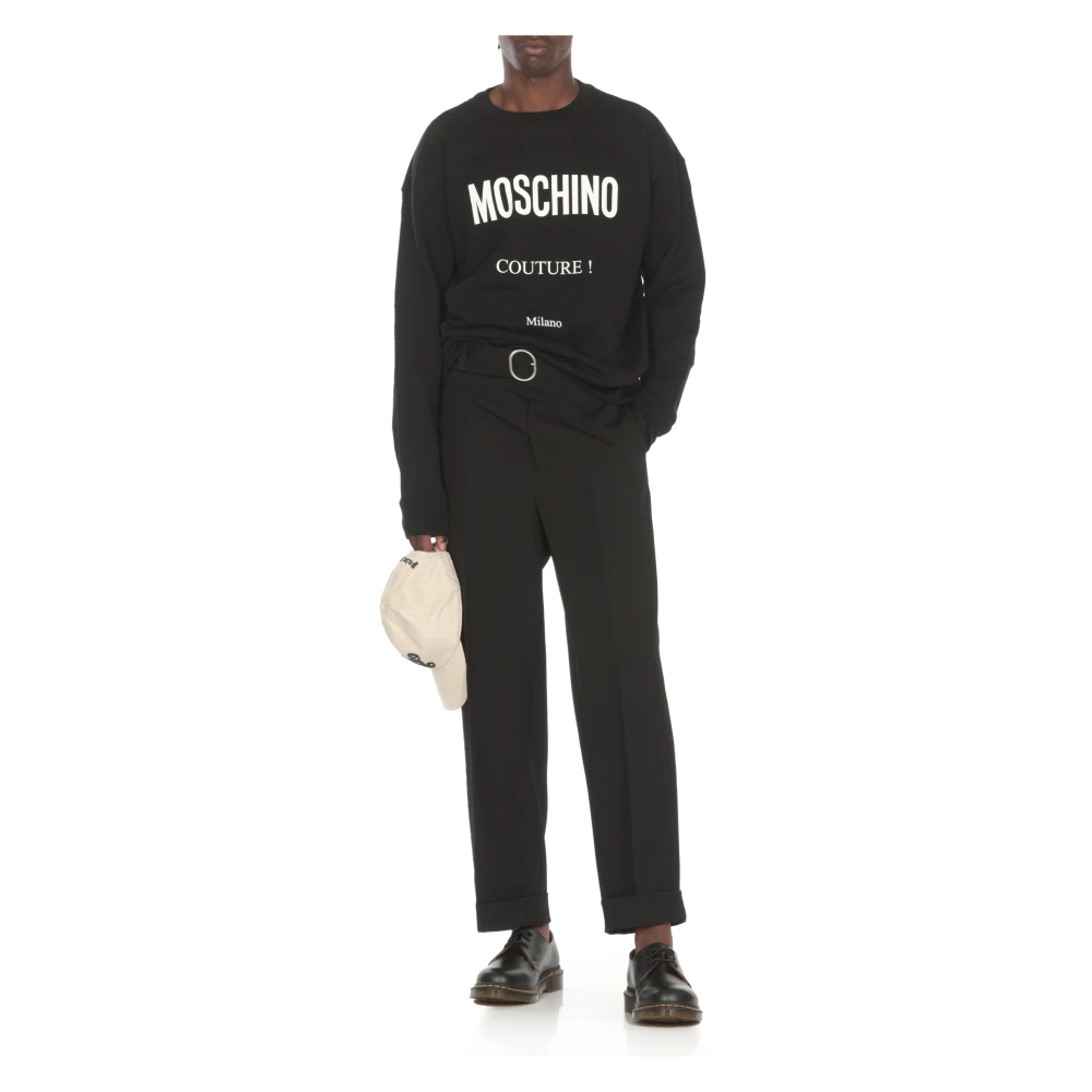 Moschino Zwarte Katoenen Sweatshirt Ronde Hals Lange Mouwen Black Heren