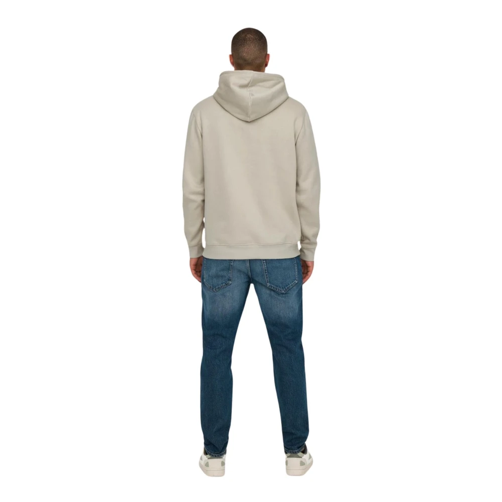 Only & Sons Casual Hoodie Sweatshirt Gray Heren