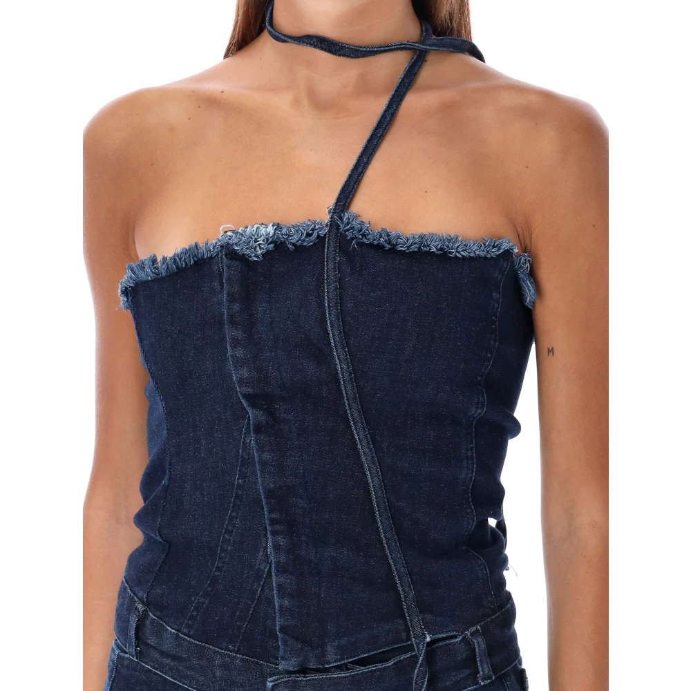 Ottolinger Denim Tube Top Blauw Raw Aw24 Blue Dames