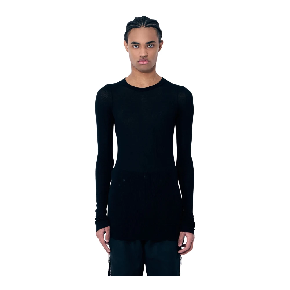Rick Owens Sheer Rib Long Sleeve Crewneck T-Shirt Black Heren