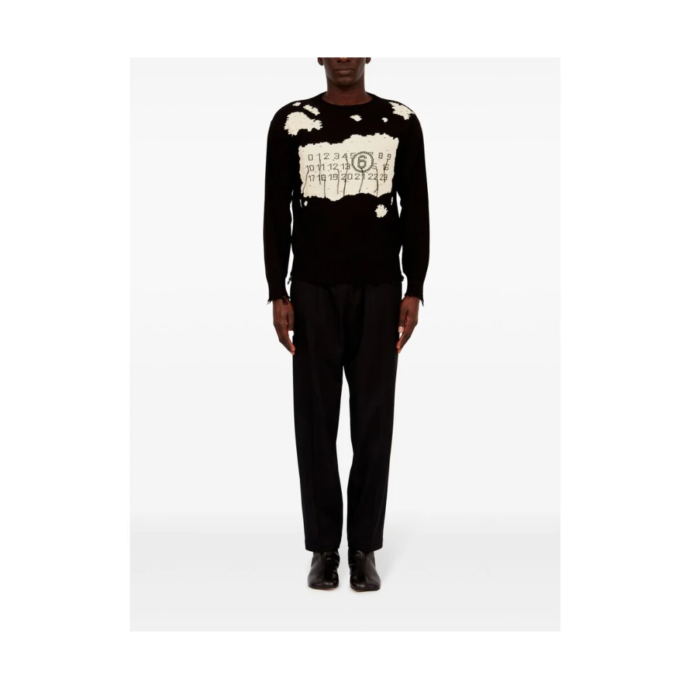 MM6 Maison Margiela Zwarte katoenen gebreide trui Black Heren