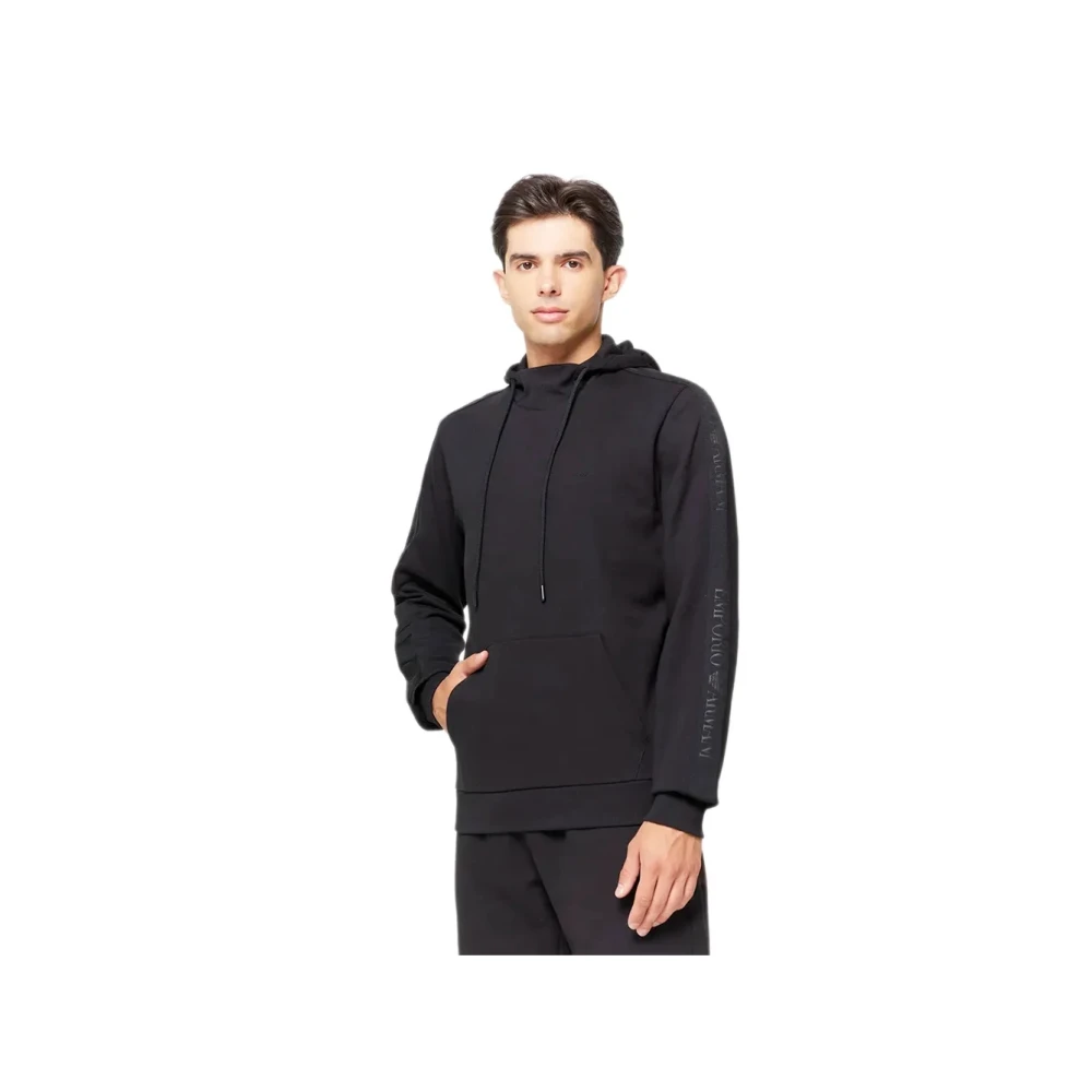 Emporio Armani Herr Svart Sweatshirts & Hoodies L, Bomull, Hoodies