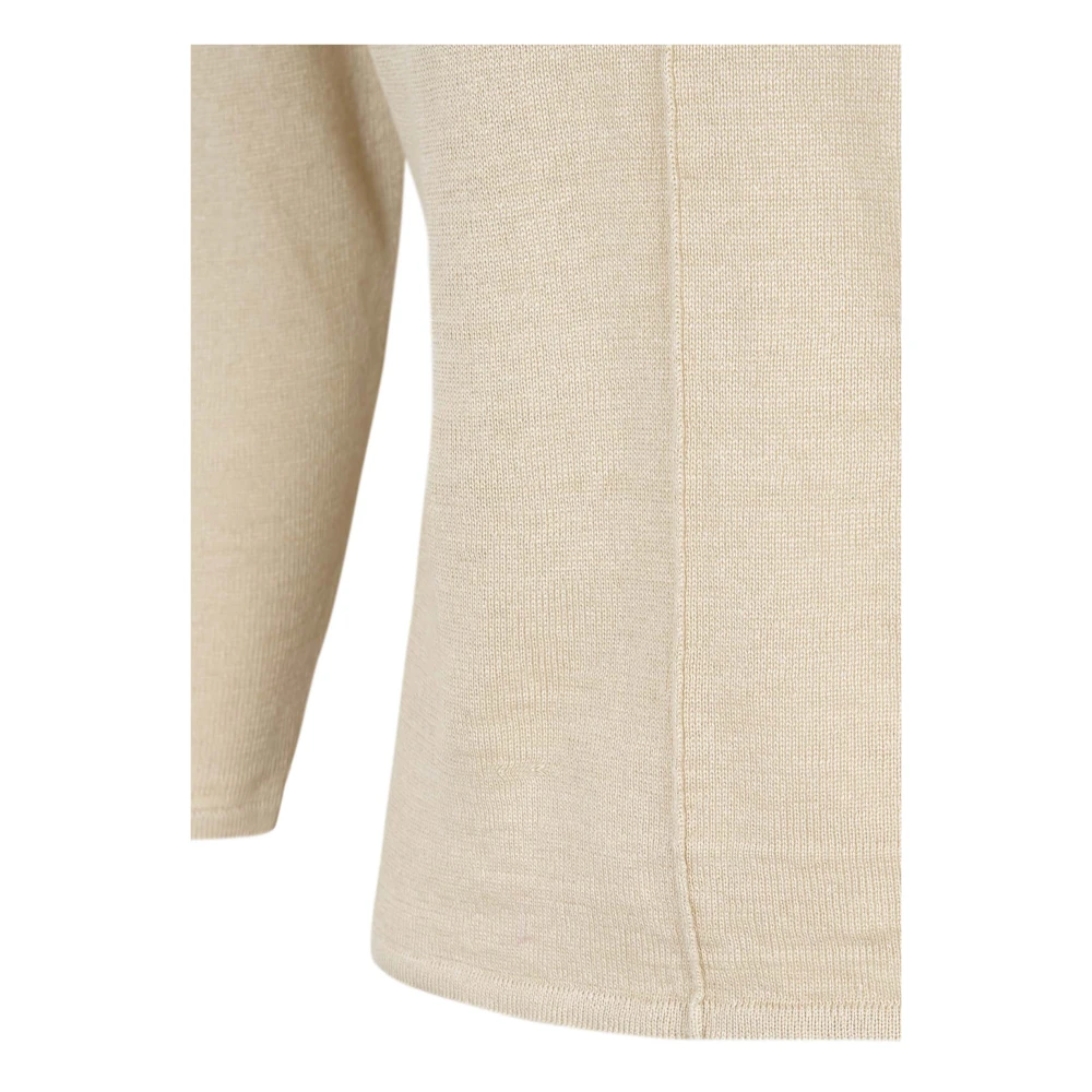 Cortana Linnen Pointelle V-Hals Trui Beige Dames