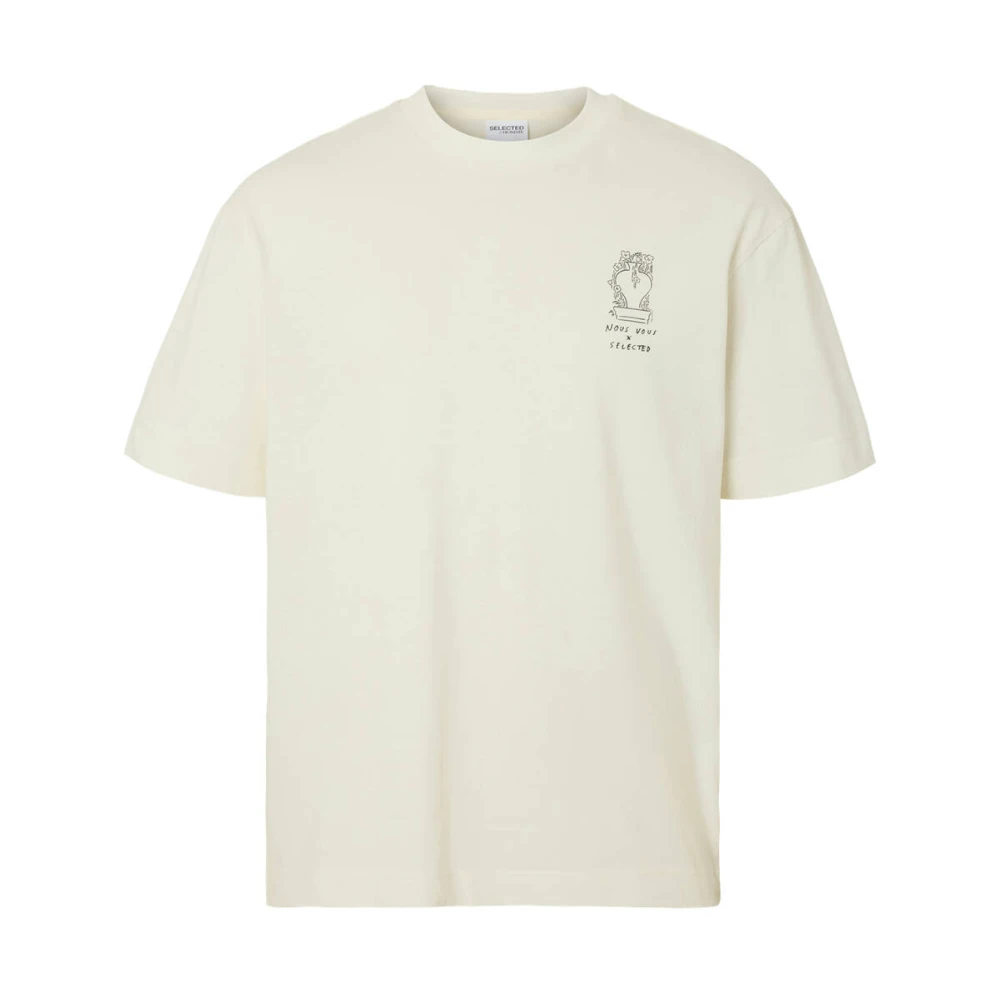Selected Homme Relaxte Licentie Korte Mouw Tee Beige Heren