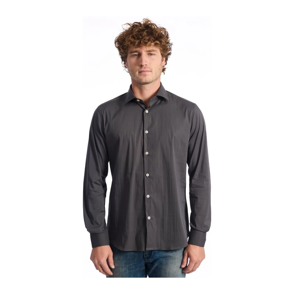 Baldinini Tijdloze Elegantie Slim Fit Overhemd met Lange Mouwen Gray Heren