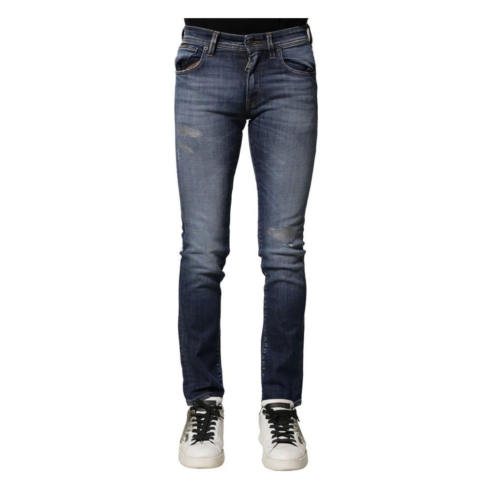 Dolce & Gabbana Blå Tvättad Slim Fit Denim Jeans