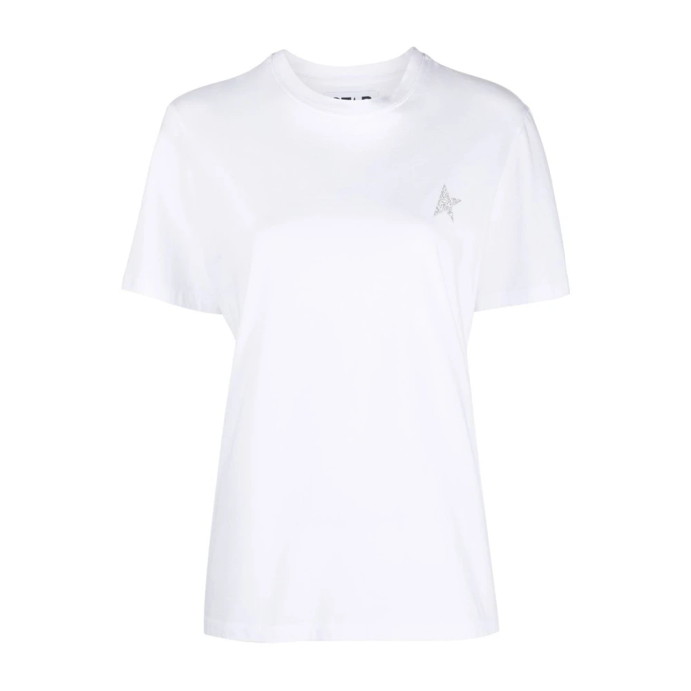 Golden Goose Ster Regular T-shirt met Glitter Detail White Dames