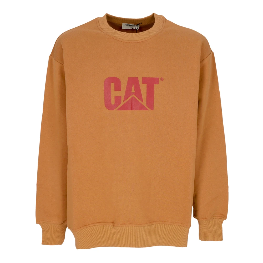Cat Men's Brown Sweatshirts, M, Big Logo Crewneck Sweatshirt