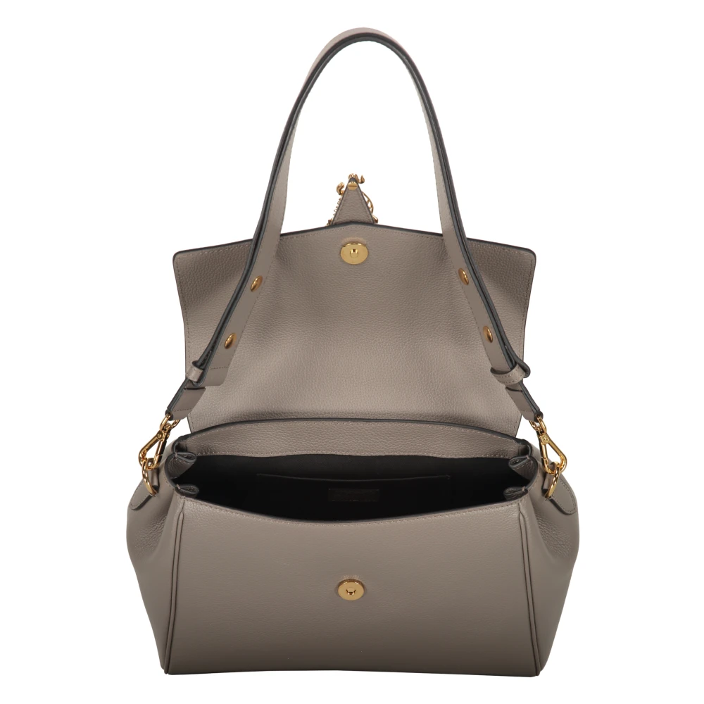Versace Crossbody Tas van Kalfsleer met Klep Sluiting Gray Dames
