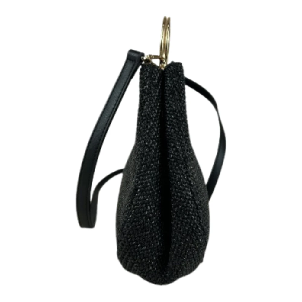 Twinset Zwarte Ecopelle en Rattan Tassen Black Dames