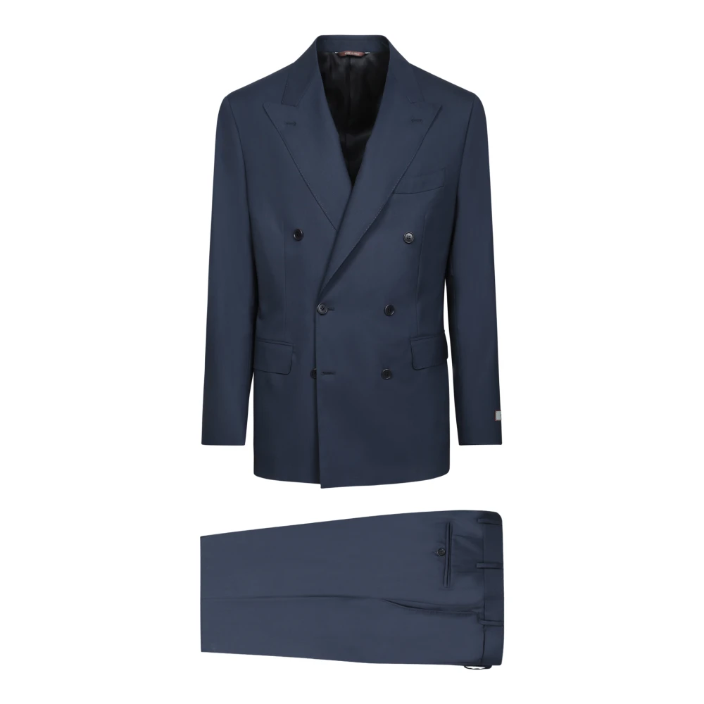 Canali Blauw Dubbelborstig Pak. Elegante Stijl. Blue Heren