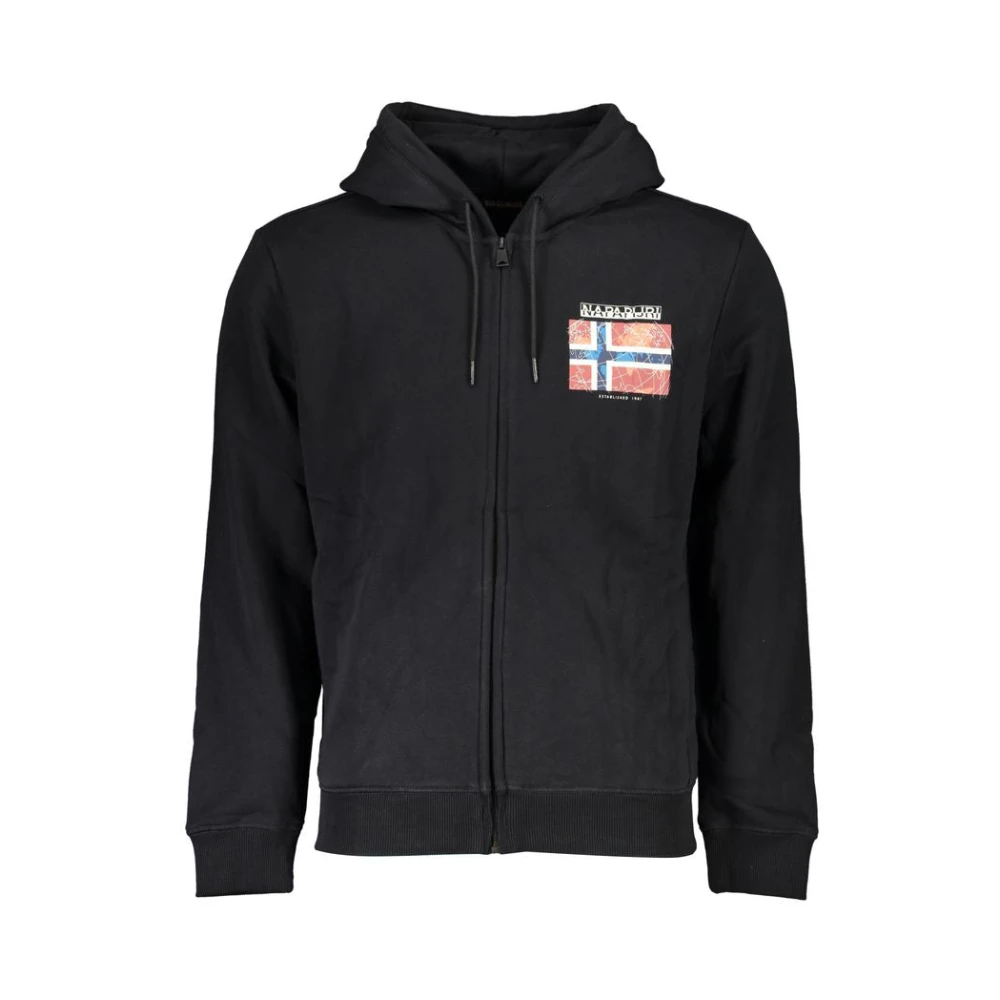Napapijri Zwarte katoenen sweatshirt met capuchon voor mannen Black Heren