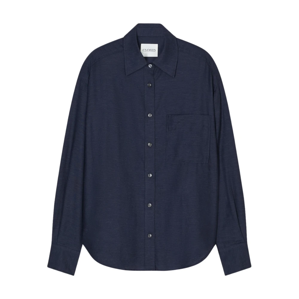 Closed Women's Blue Oversized Cotton-Cashmere Blend Shirt - Shirts - M - Blouses & Shirts