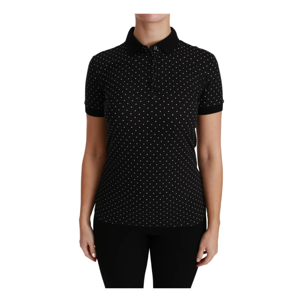 Dolce & Gabbana Women's Black Wo Dotted Polo Shirt 2XS