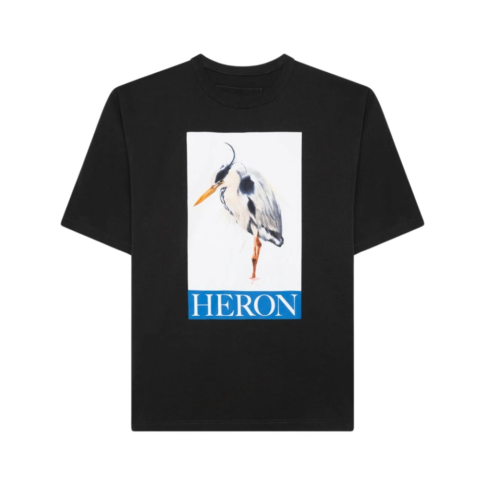 Heron Preston Geschilderde Vogel T-shirt in Zwart Blauw Black Heren