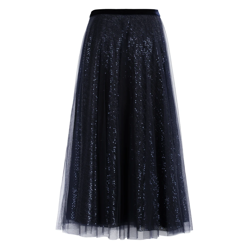 Talbot Runhof Sprankelende Tule Rok met Fluweel Taille Blue Dames