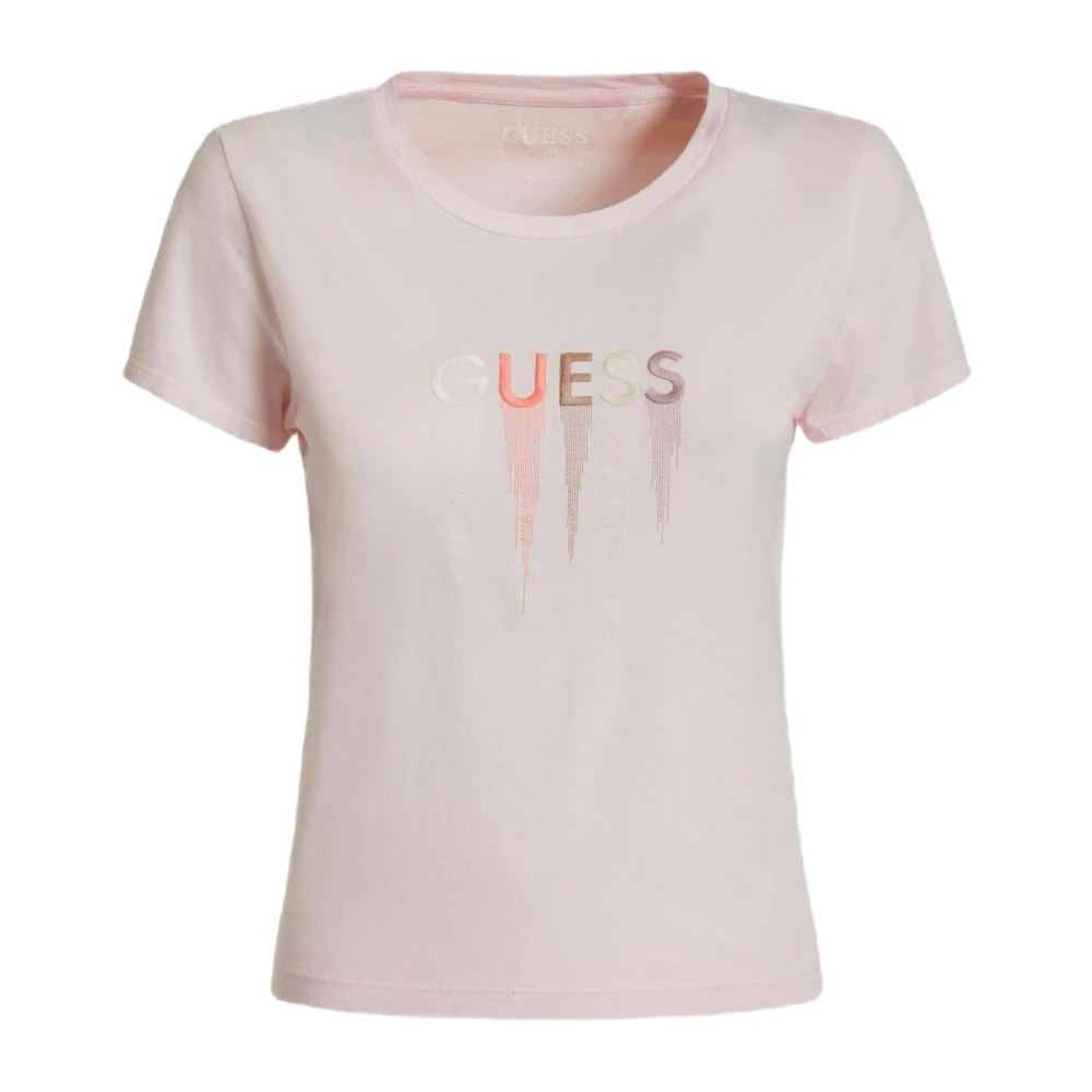 Maglietta Rosa con Stampa per Donne, Guess, Donna