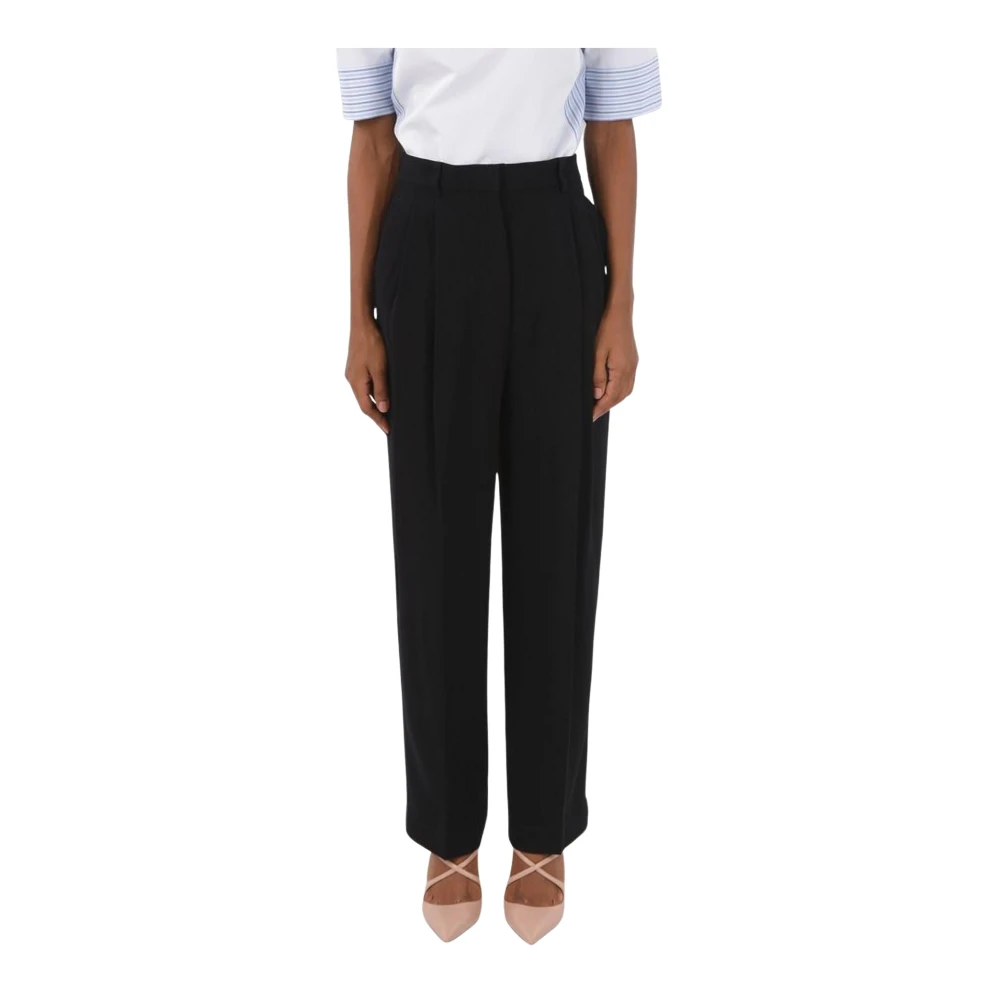TORY BURCH Hoge Taille Wijde Pijp Broek Black Dames