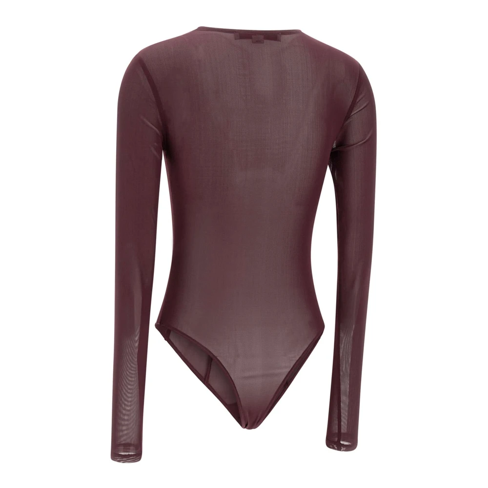 Remain Birger Christensen Bordeaux Lycra Bodysuit met Transparantie Red Dames
