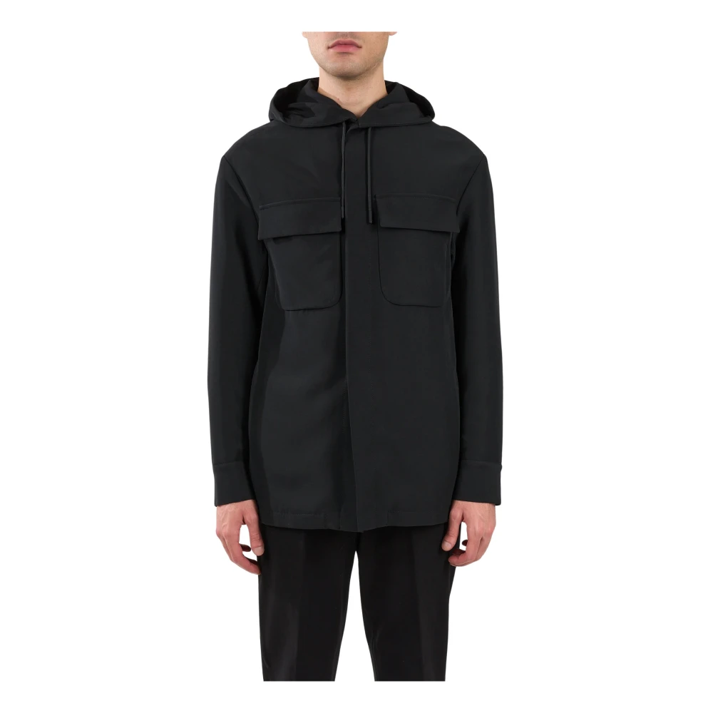 Hevo Technische Overshirt met Capuchon en Zakken Black Heren