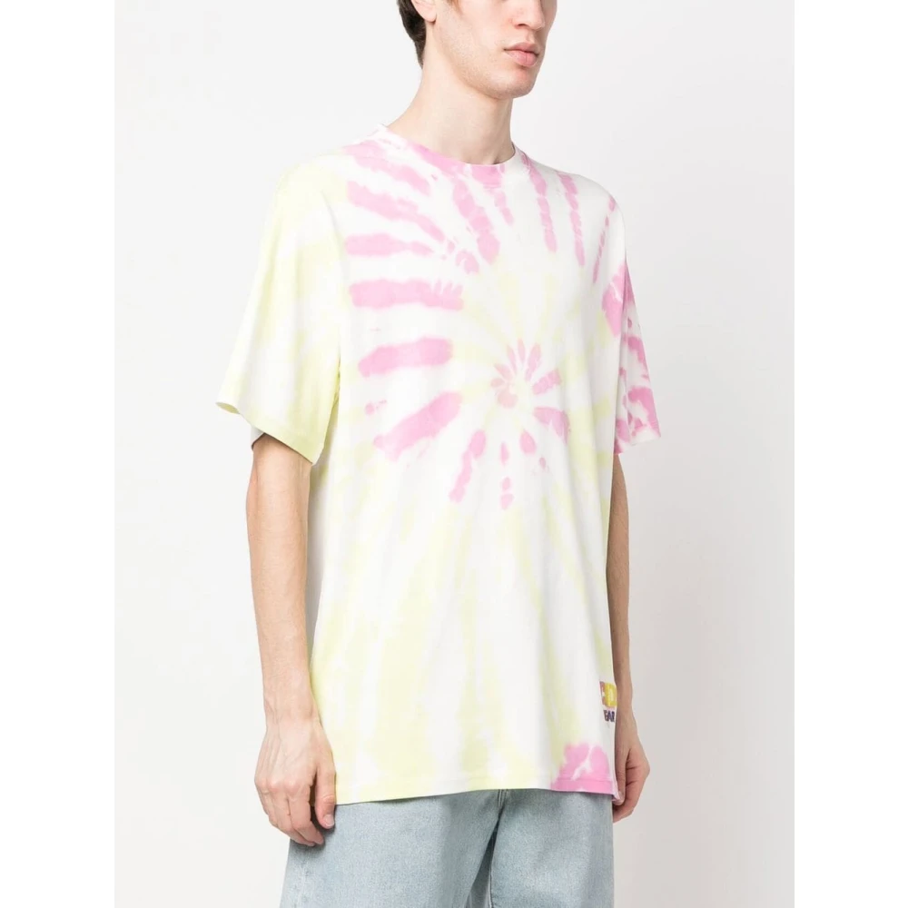 Gcds Roze T-shirt met Glitter Logo Print Pink Heren