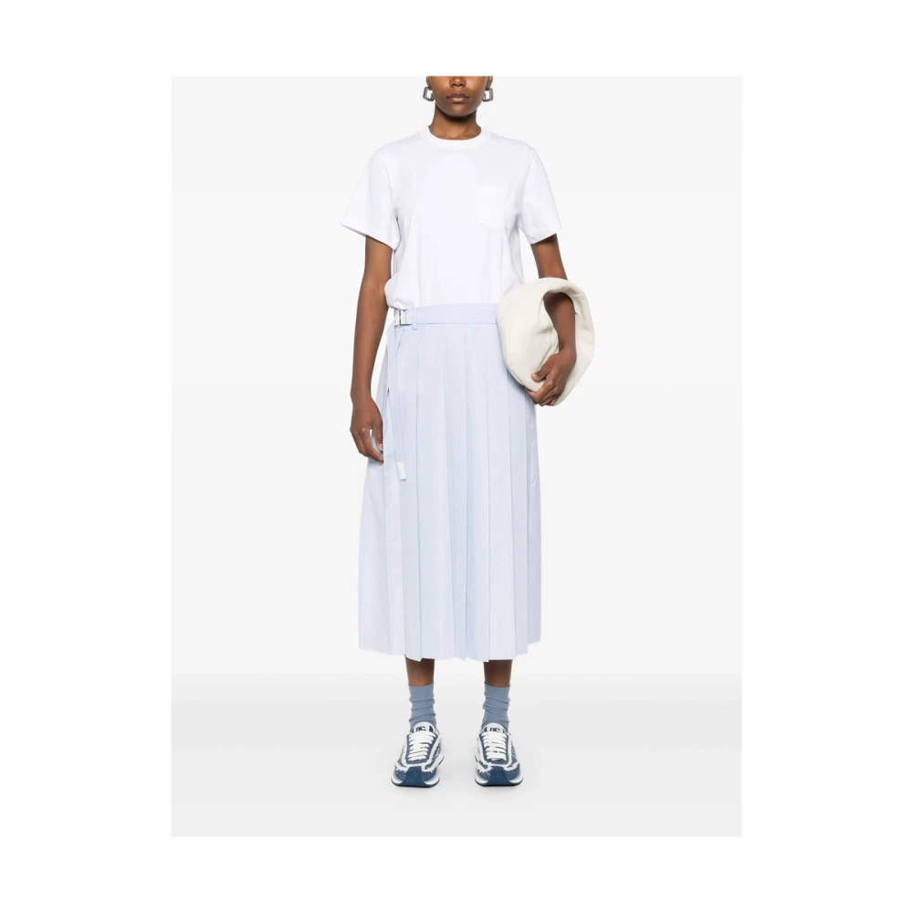 Sacai Witte Riem Taille Jurk Korte Mouwen White Dames