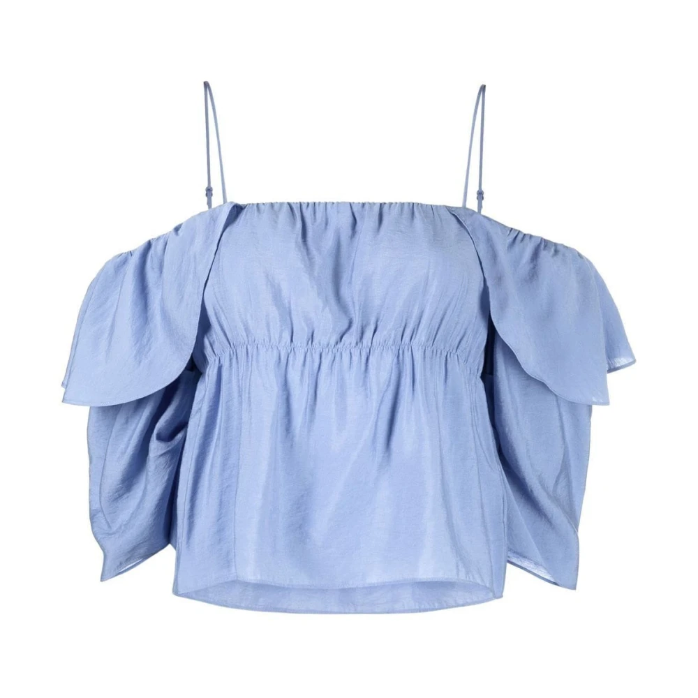 Vince Blauwe Off Shoulder Cami Blouse Blue Dames