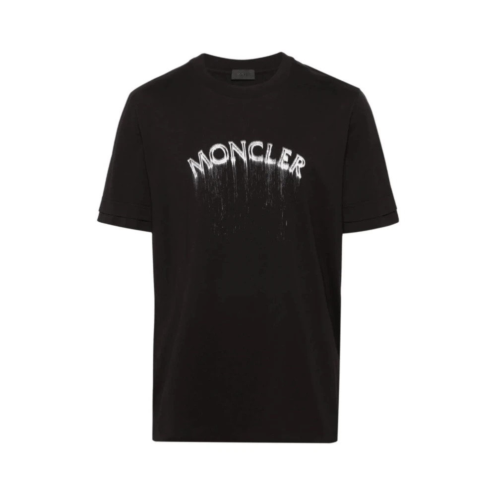 Moncler Zwart Logo-Print T-Shirt Black Heren