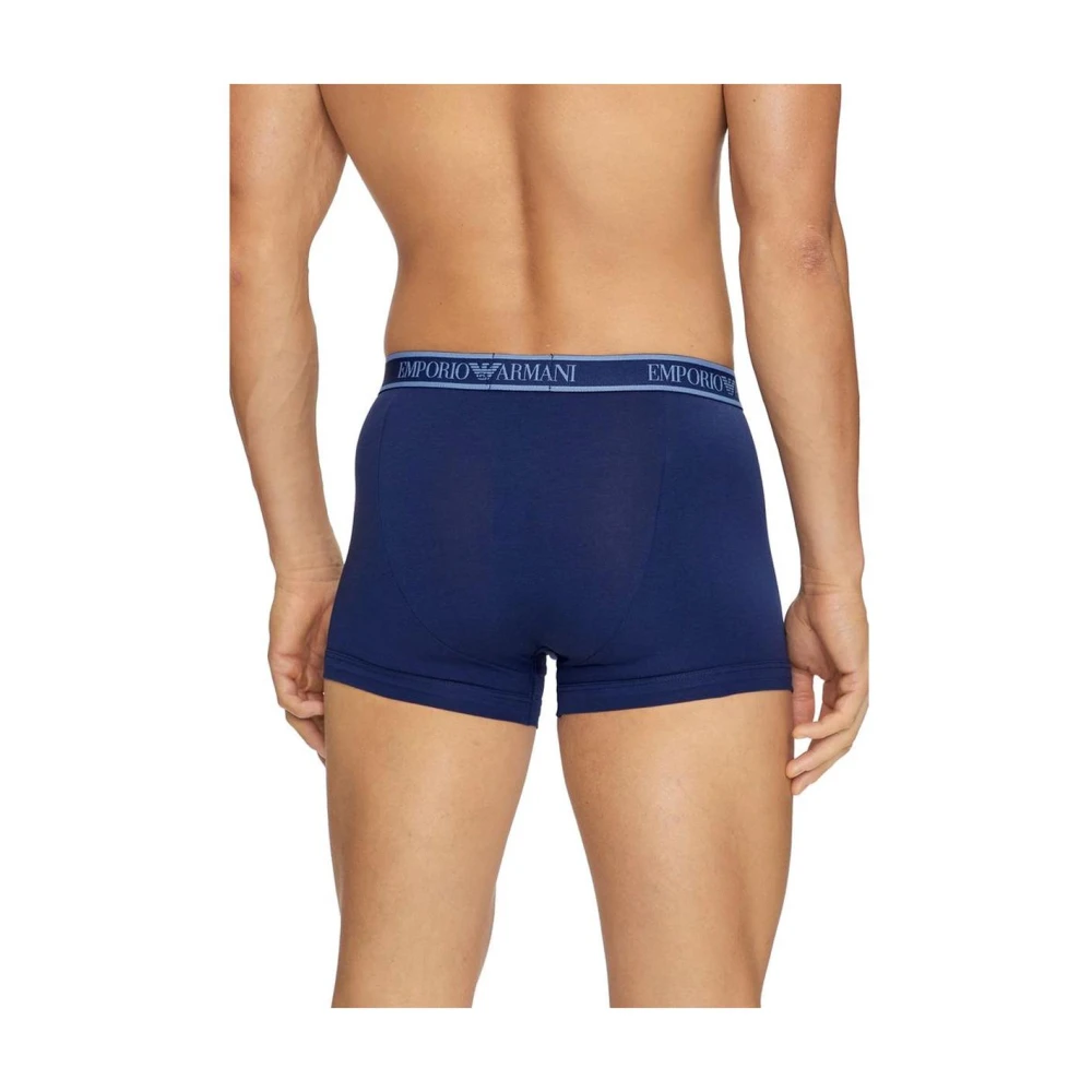 Emporio Armani Blauwe Katoenen Boxershorts Ondergoedcollectie Blue Heren