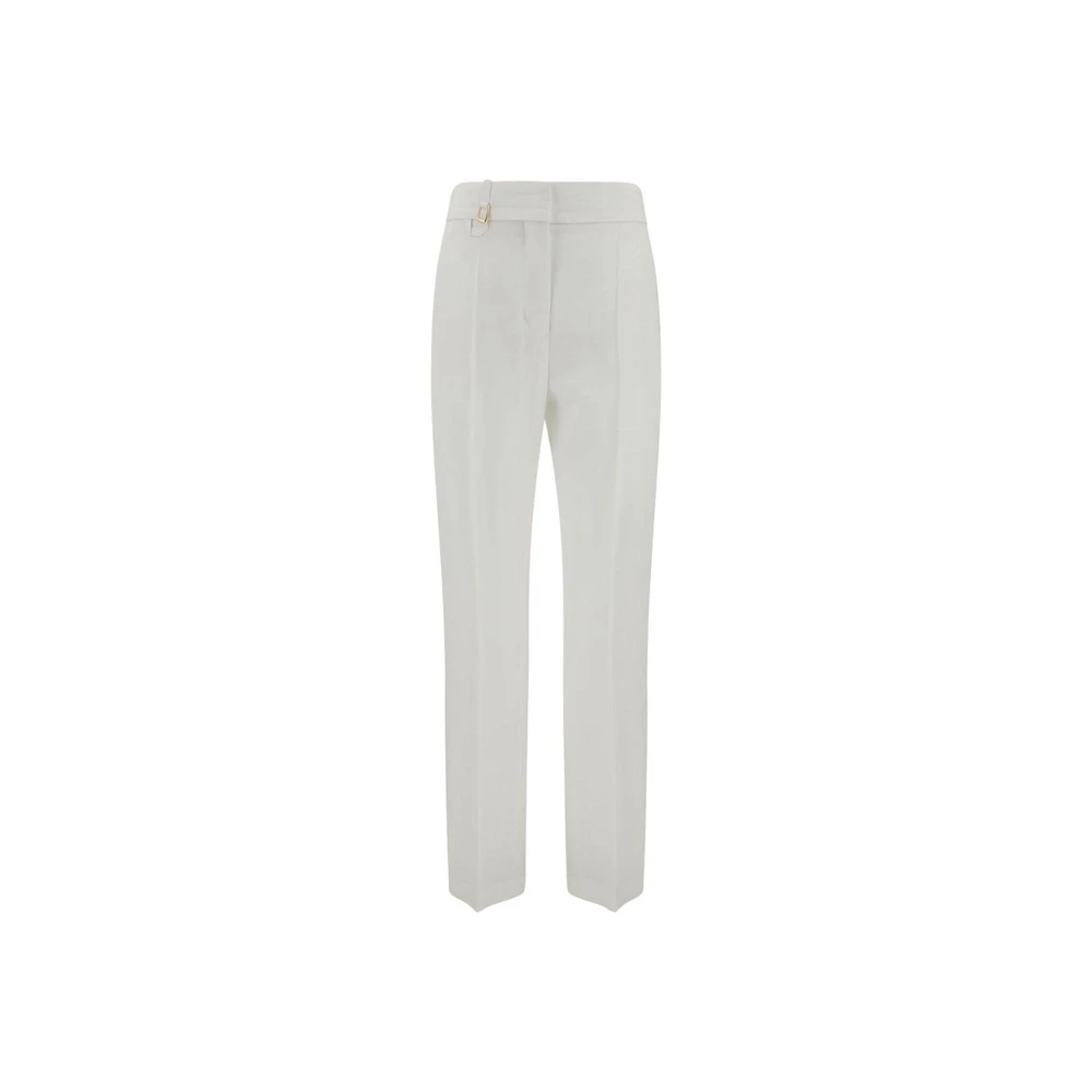 Jacquemus Gouden Linnen Broek met Rechte Pijp White Dames