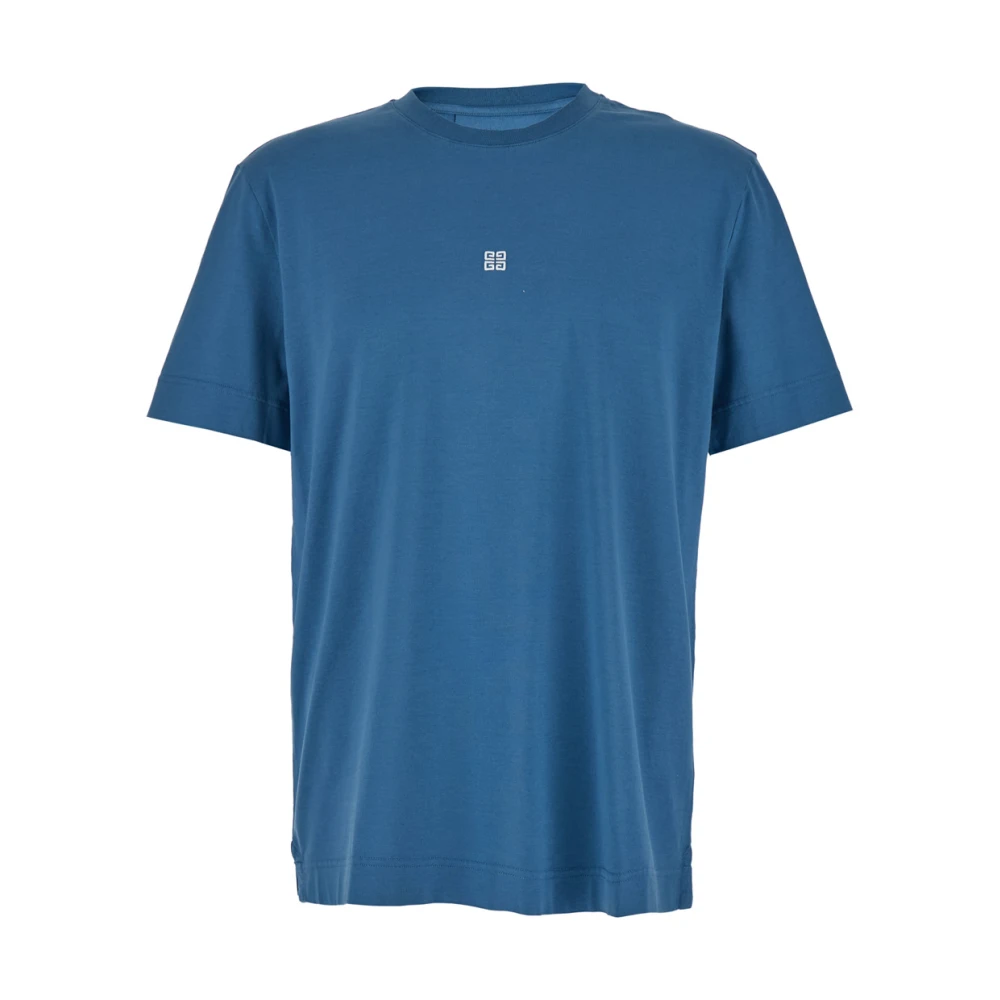 Givenchy Blauw Logo 4G Geborduurde T-shirts Polos Blue Heren
