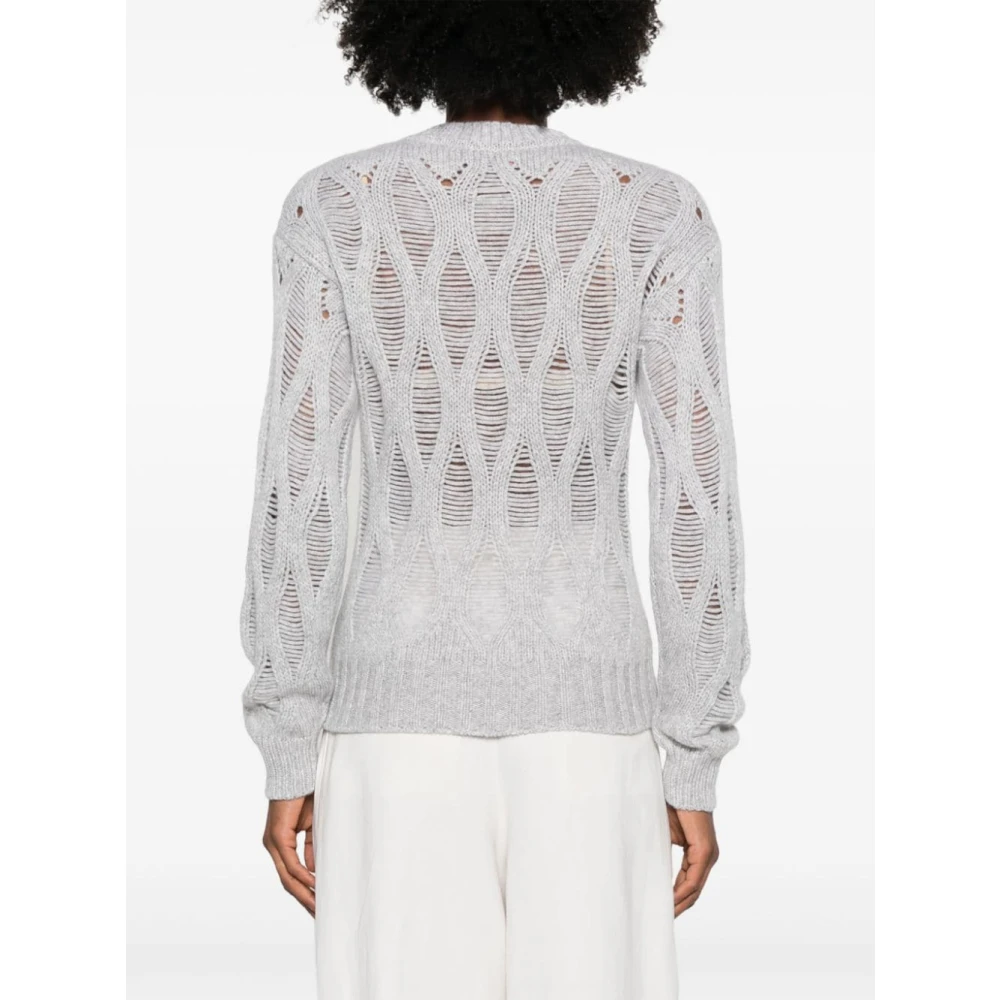 Wild Cashmere Lichtgrijze Open Gebreide Trui Gray Dames