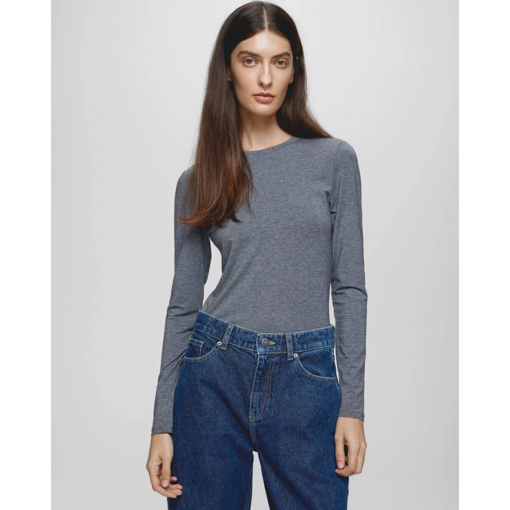 moss copenhagen Betrina Lange Mouw Top Gray Dames