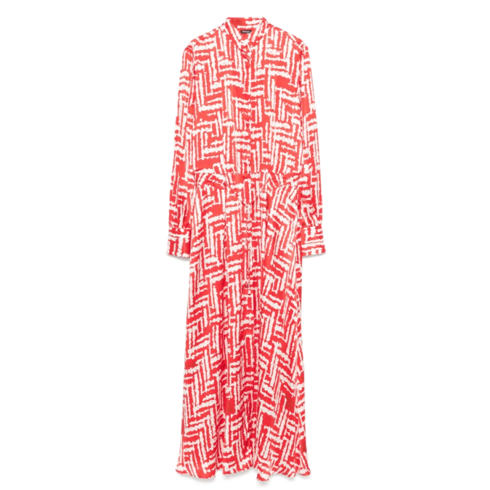 Kiton Rode Geometrische Maxi Jurk met Trekkoord Red Dames