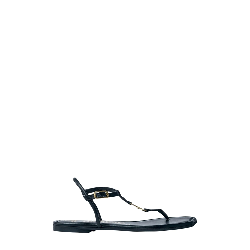 Vivienne Westwood Women's Black Orb Thong Sandal With Gold-Tone Hardware Size 7 Uk