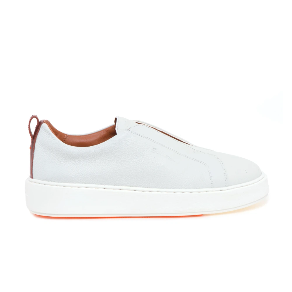 Santoni Tumbled Leather Slip-On Sneaker Dames Schoenen Wit