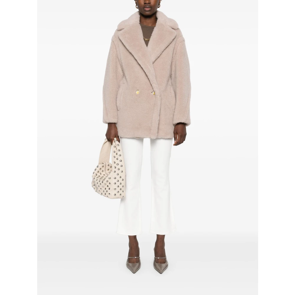 Max Mara Beige korte jas met gekruiste knoopsgat Beige Dames