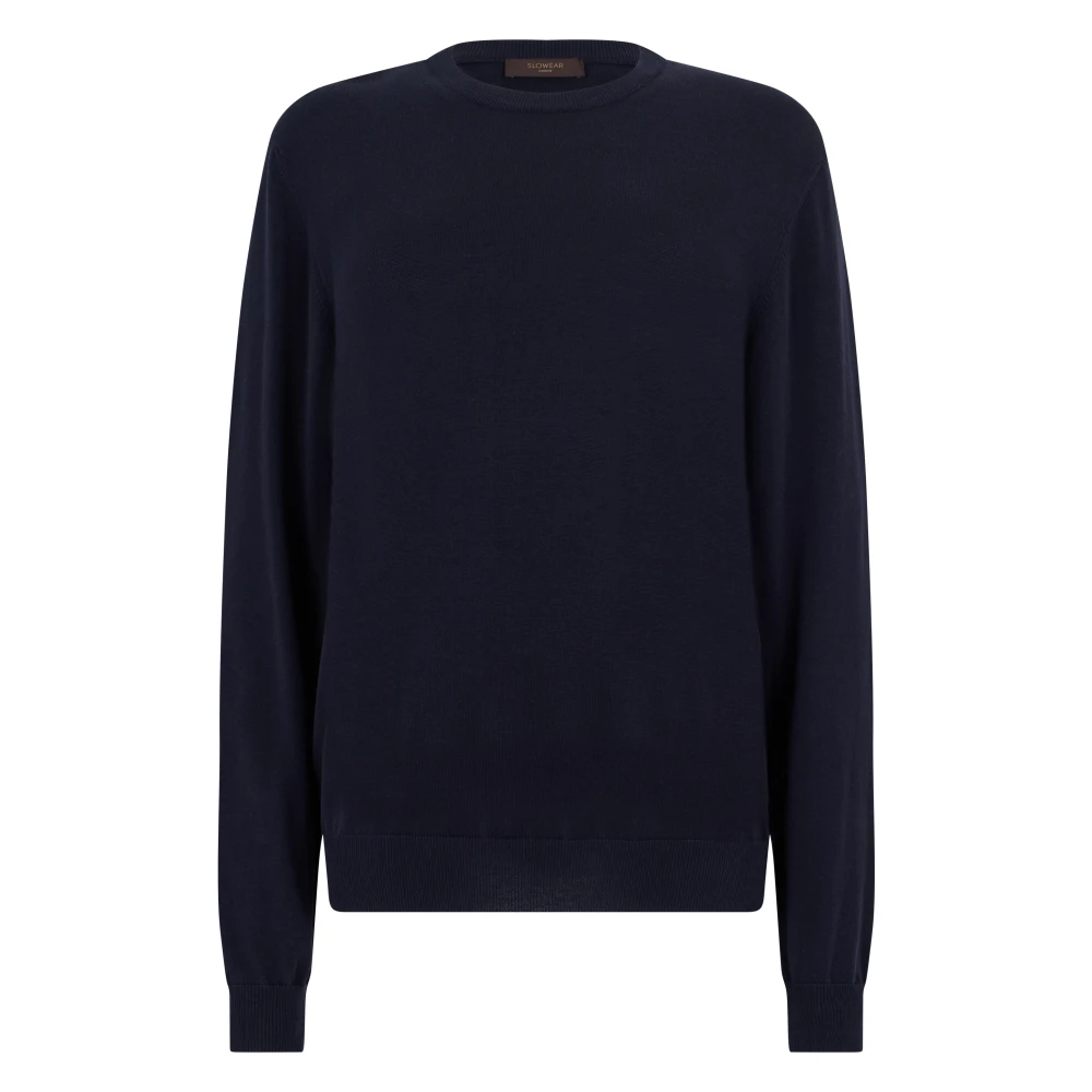 Slowear Mannelijk Blauw Truien & Vesten Heren, M, Katoen, Trui Met Ronde Hals