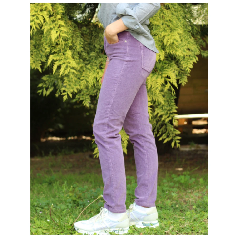 Islow Eryn Corduroy Slim 7 8 Broek Purple Dames