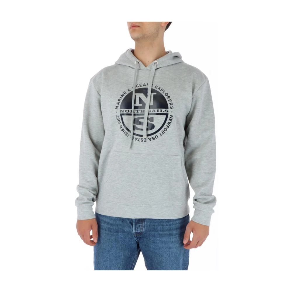 North Sails , Hoodies, Male, Gray, Xl, Crew Neck Sweatshirt