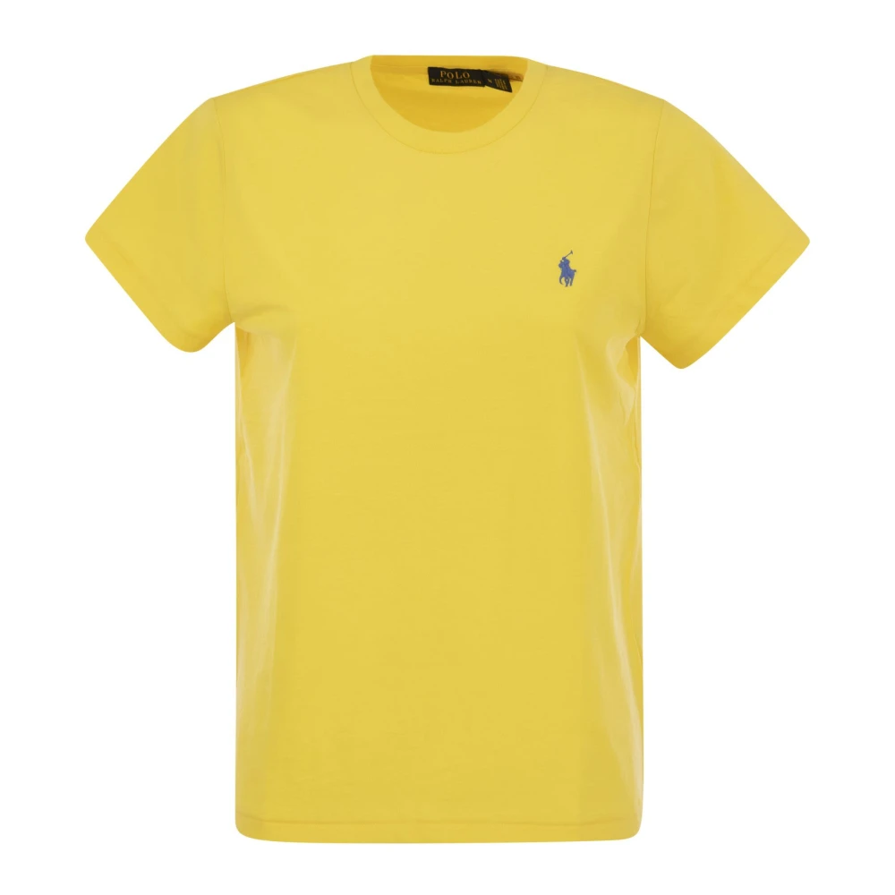 Ralph Lauren Klassiek Crewneck Katoenen T-Shirt Yellow Dames