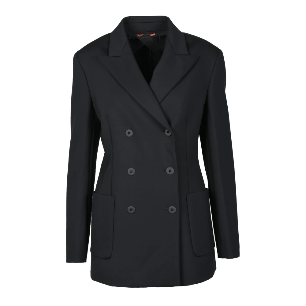 Max Mara Studio Elegante Jas van Stretchstof Black Dames