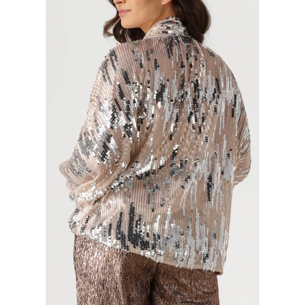 Amaya Amsterdam Glitter Blouse voor Glamoureuze Avonden Gray Dames
