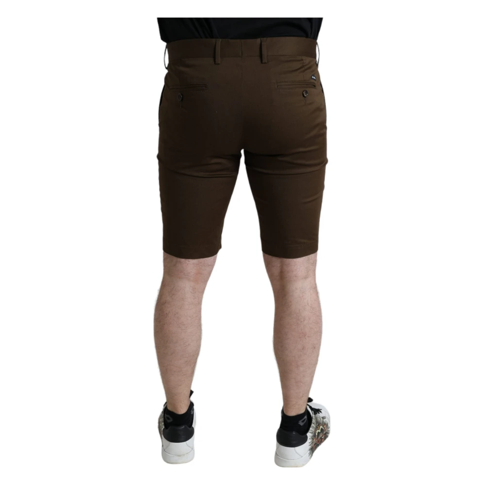 Dolce & Gabbana Chique Bruine Bermuda Shorts met Logo Detail Brown Heren
