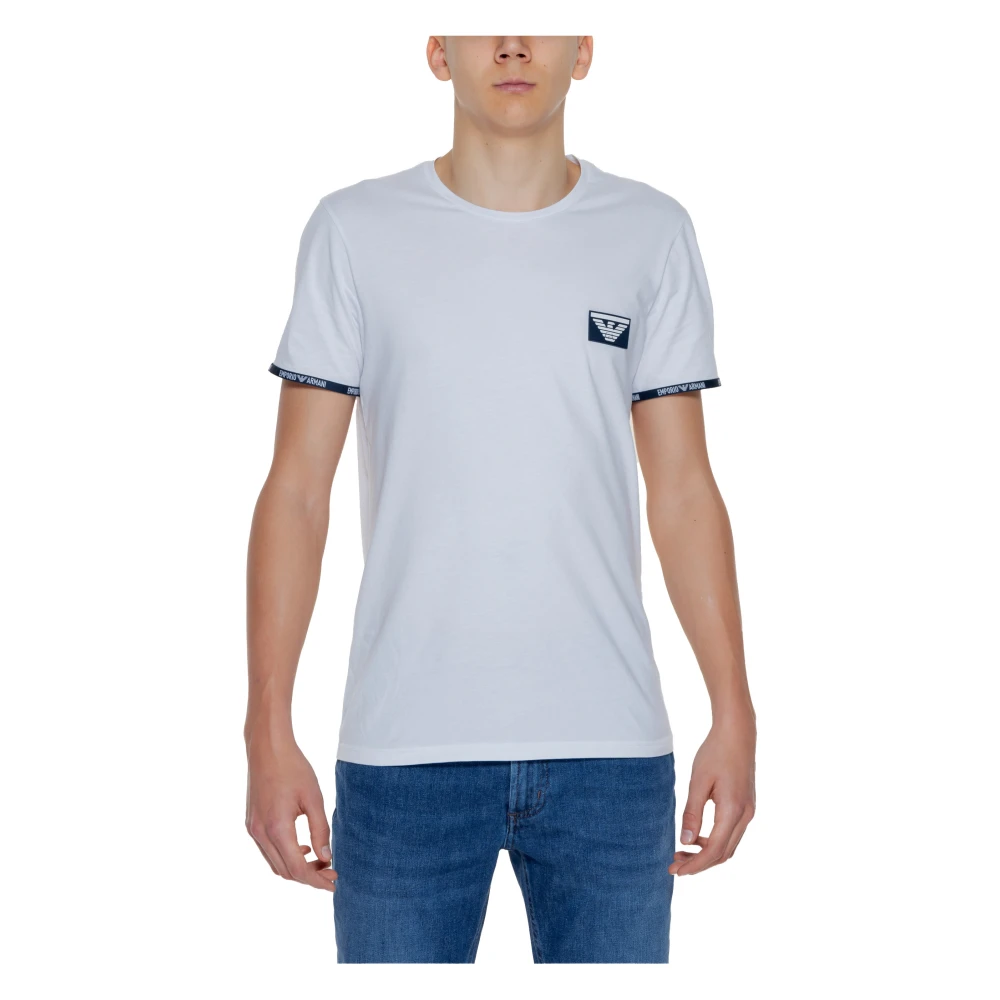 Emporio Armani Wit Katoenen T-Shirt Korte Mouwen Mannen White Heren