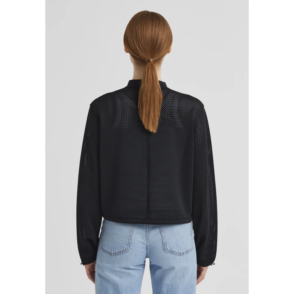 Milestone Scuba Jersey Blouson Jack met Allover Motief Black Dames