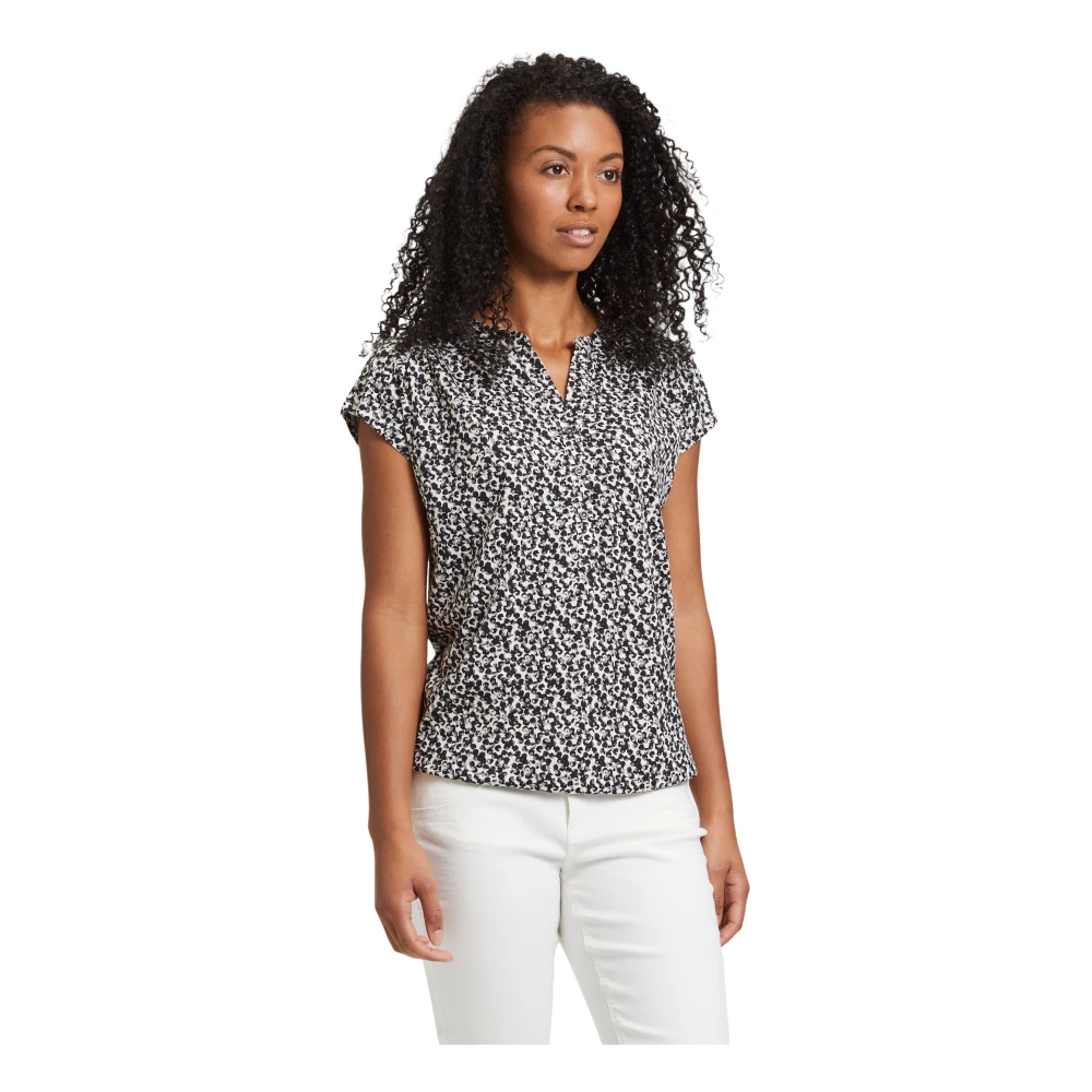 Betty & Co Grafische Blouse met Knoopsluiting Black Dames