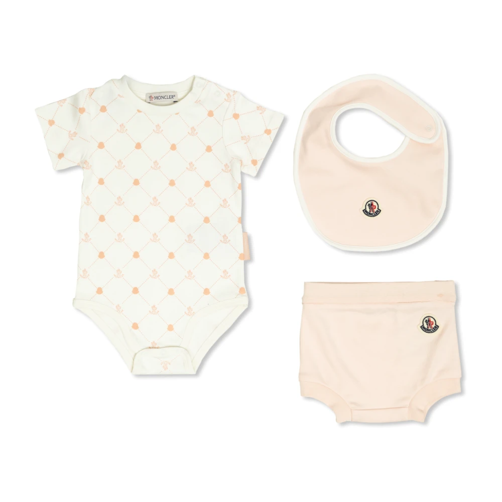 Moncler Unisex Kids Pink Enfant Set: Bodysuit- Rompers And Bib - Kids Sets - 3 M - Kids