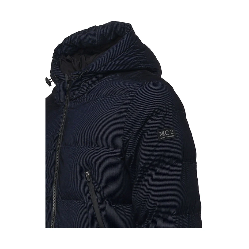 MC2 Saint Barth Blauwe Gewatteerde Rits Hoodie Blue Heren
